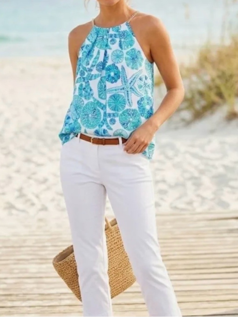 Lilly Pulitzer for Target Halter Top Womens Size Medium Sea Urchin Shells Beach